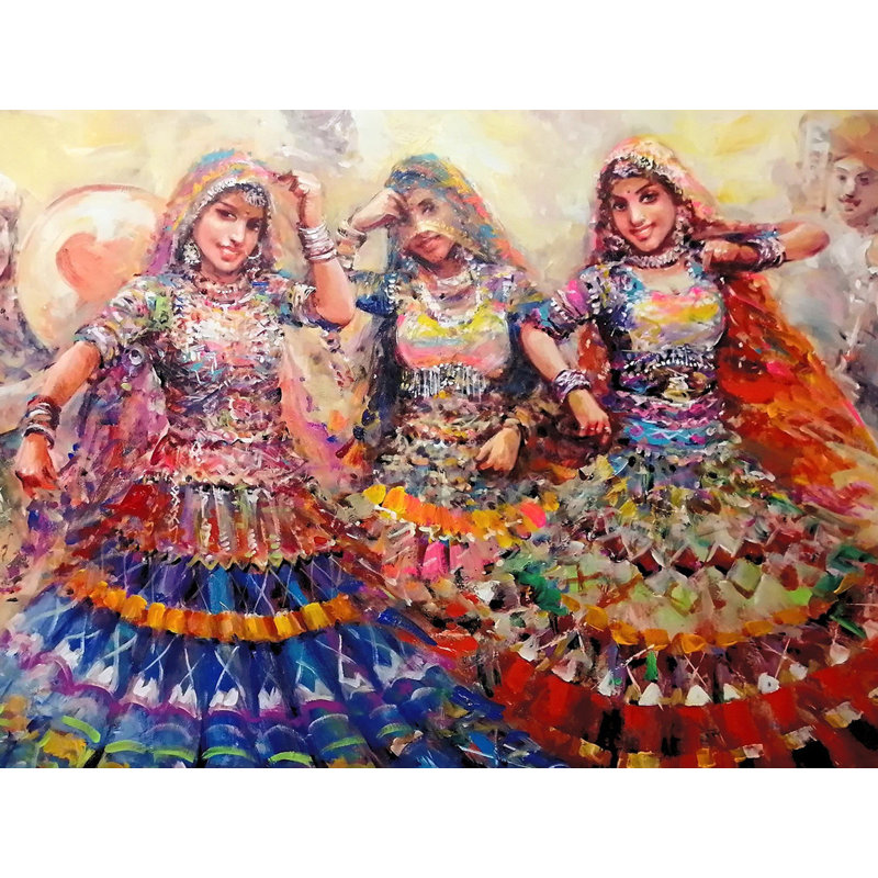Peinture «The Women In Ghoomar» | Acrylique sur toile