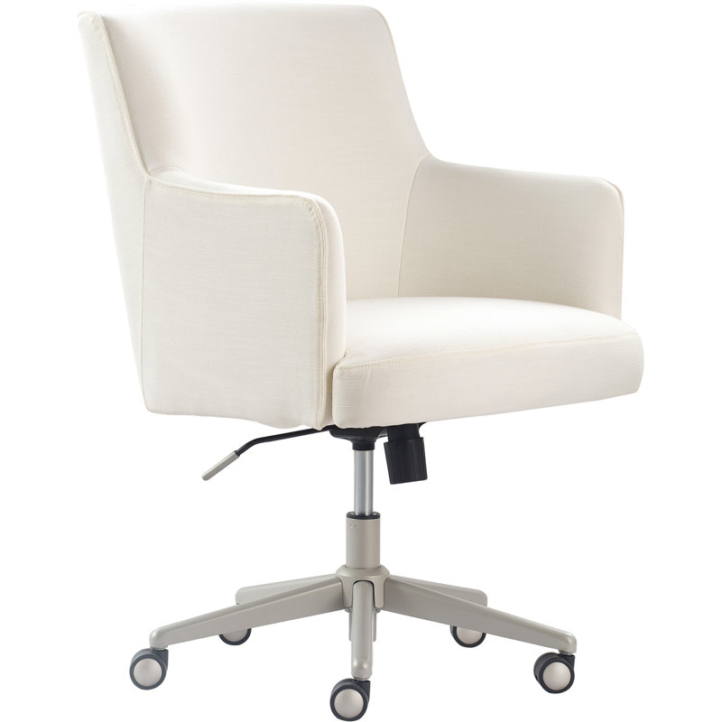 Tommy Hilfiger Belmont Home Office Chair with Stainless Steel Base and Smooth Rolling Casters, Ivory