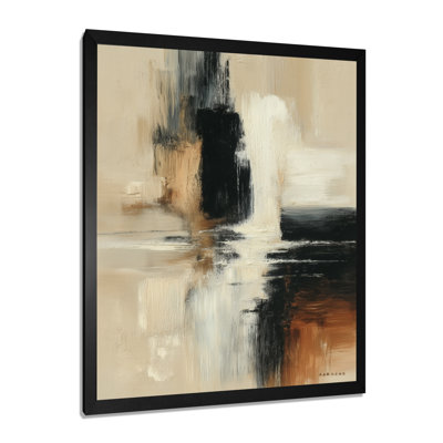 Black And Brown Brushstroke Abstract Painting - Abstract Collages Wall Art, Black Contemporary Canvas Print