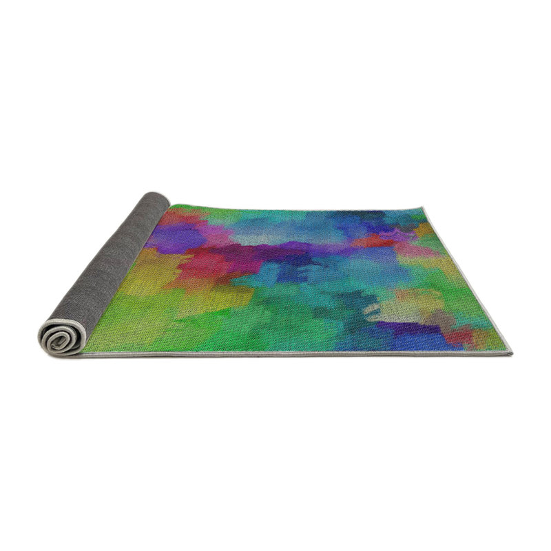 Tapis rouge / vert / bleu à motif Lechiaro, Rond 6 pi