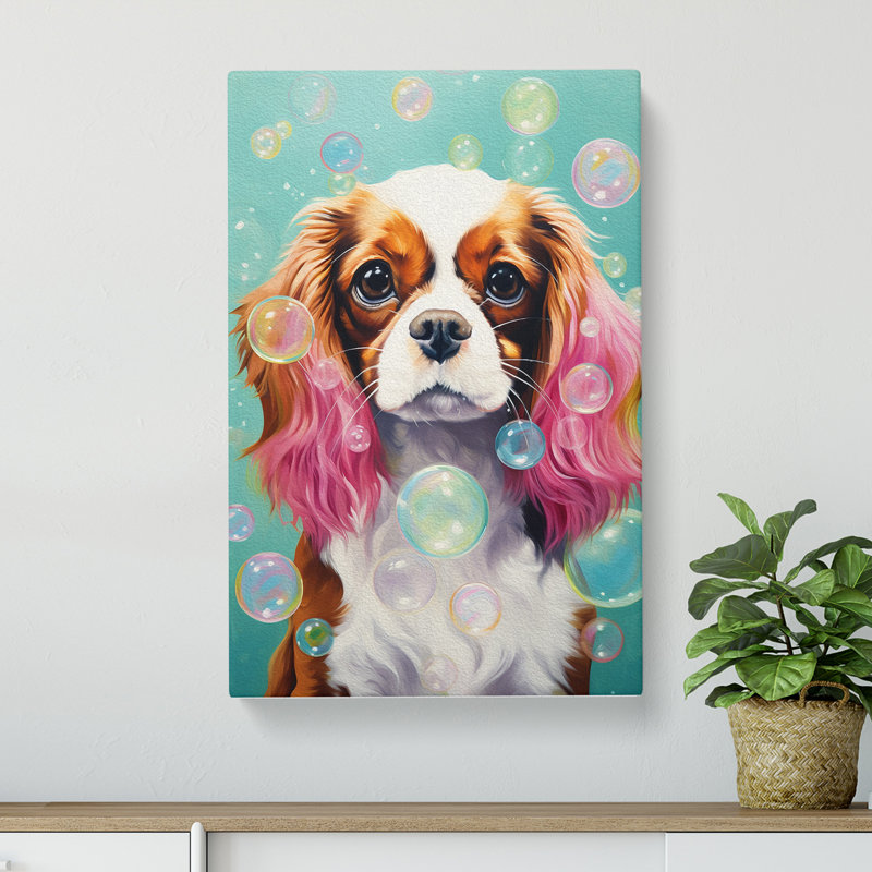 Cavalier King Charles Spaniel Bubble Gum - No Frame Print, 60cm H x 40cm W x 3cm D