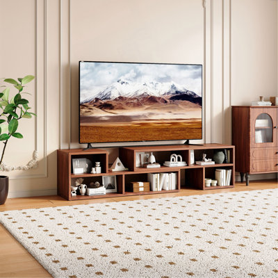 Meuble télé modulaire en noyer foncé, console multimédia à rangement libre, meuble télé minimaliste moderne, meuble télé réglable