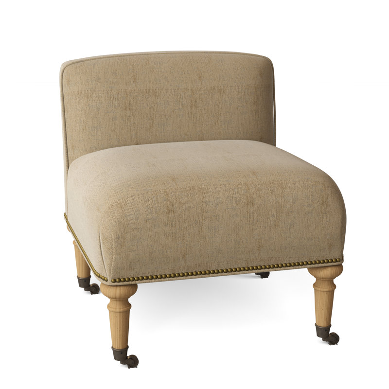 Chloe Slipper Chair, Stepping Stones Ivory, Amber, Antique Brass Small