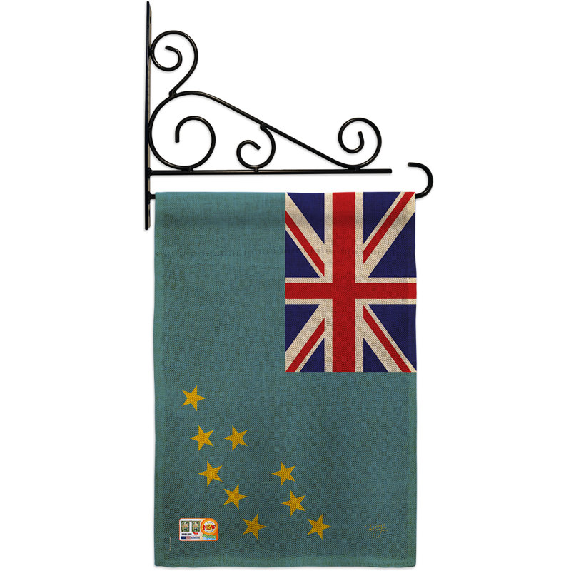 Tuvalu 2 côtés en toile jute 19 x 13 po drapeau de jardin