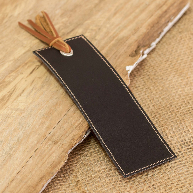 Handmade Evening Reading Leather Bookmark, Black
