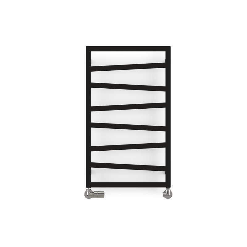 Zig Zag Heated Towel Rail, Black, 83.5cm H  x 50cm W x 7.2cm D