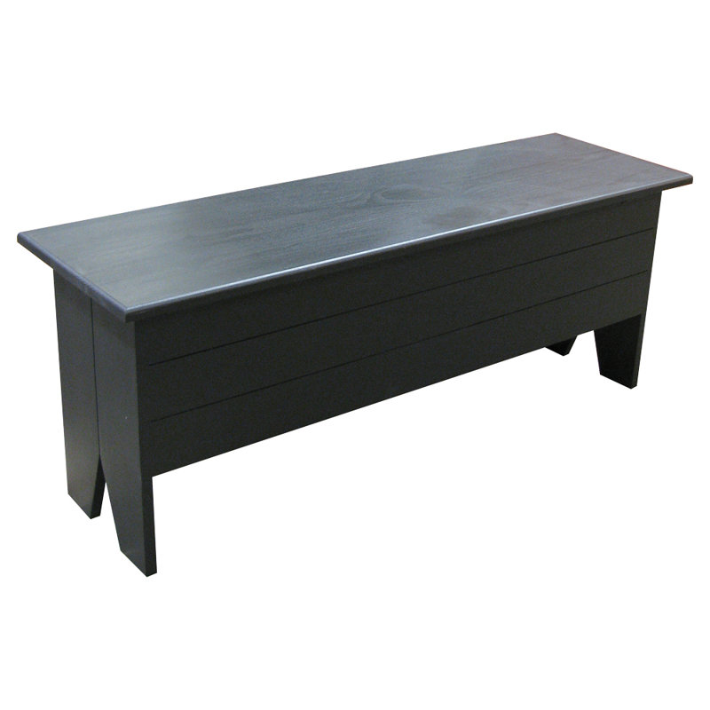 Banc de rangement en bois massif Kalki, Noir, H 18,5 po x l 48 po x P 14,5 po