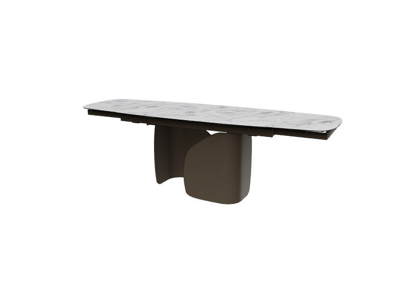 Twins Extendable Tables, 30.38"H x 65"L x 39.38"W, White Marble, Matte Bronze