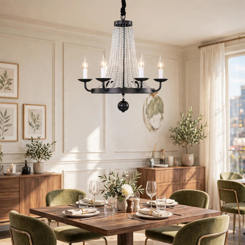 Naglee 6 - Light Candle Style Chandelier, Black