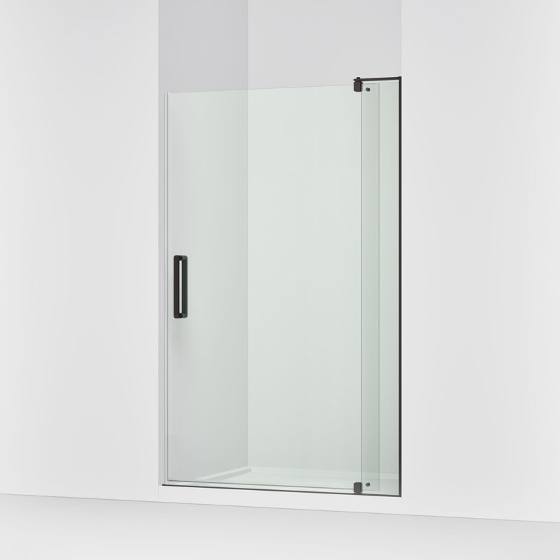 Revel 48'' x 74'' Pivot Shower Door with CleanCoat® Technology, Anodized Dark Bronze, Crystal Clear