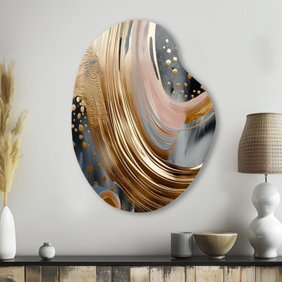 Gilby - décoration murale asymétrique en métal en marbre, reproduction d'art en métal de forme unique dorée
