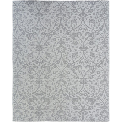 Hazy Cotton Oriental Area Rug in Platinum