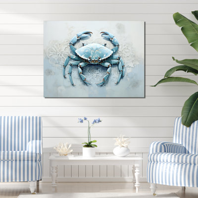 Minimalism Blue Crab Impression I - Crab Canvas Print