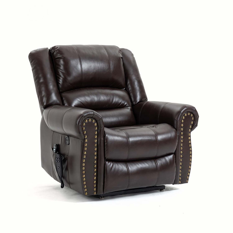 Leather Heated Massage Chair, Brown Faux Leather
