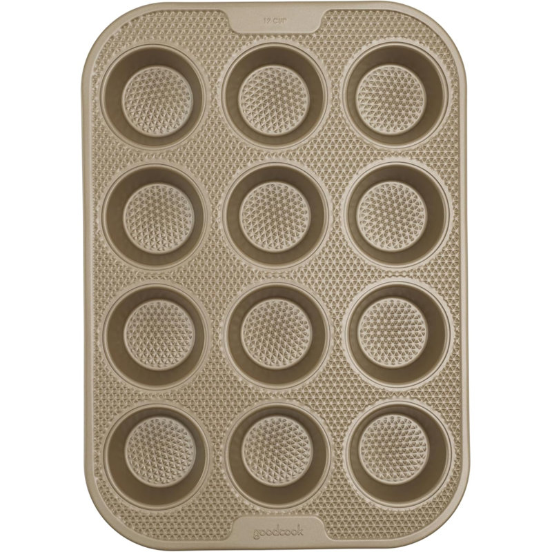 Moule à 12 muffins antiadhésif en acier au carbone avec texture de diamant, plateau de cuisson professionnel pour petits gâteaux