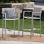 Tabourets 29,50 "avec structure en aluminium antirouille argenté, filet gris, ensemble de 2