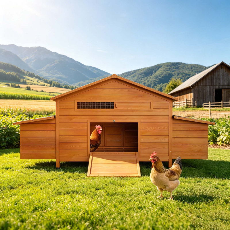 Grand poulailler en bois 70 ＂, Naturel