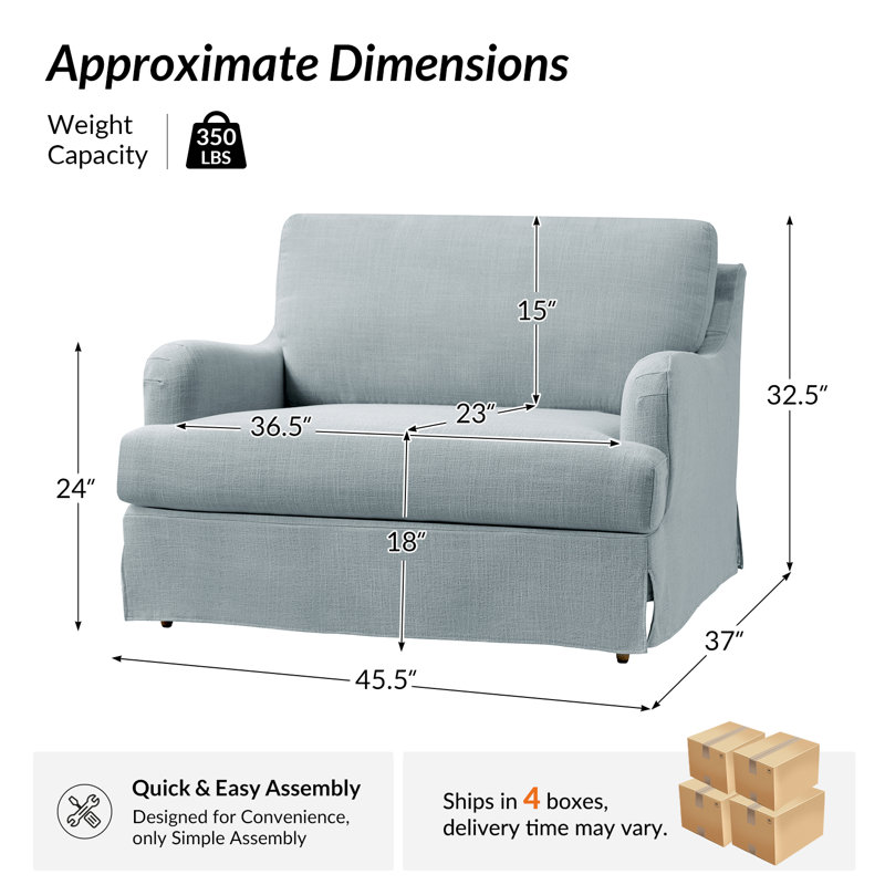 Chaise parsons surdimensionnée avec accoudoirs uniques Terren, Bleu