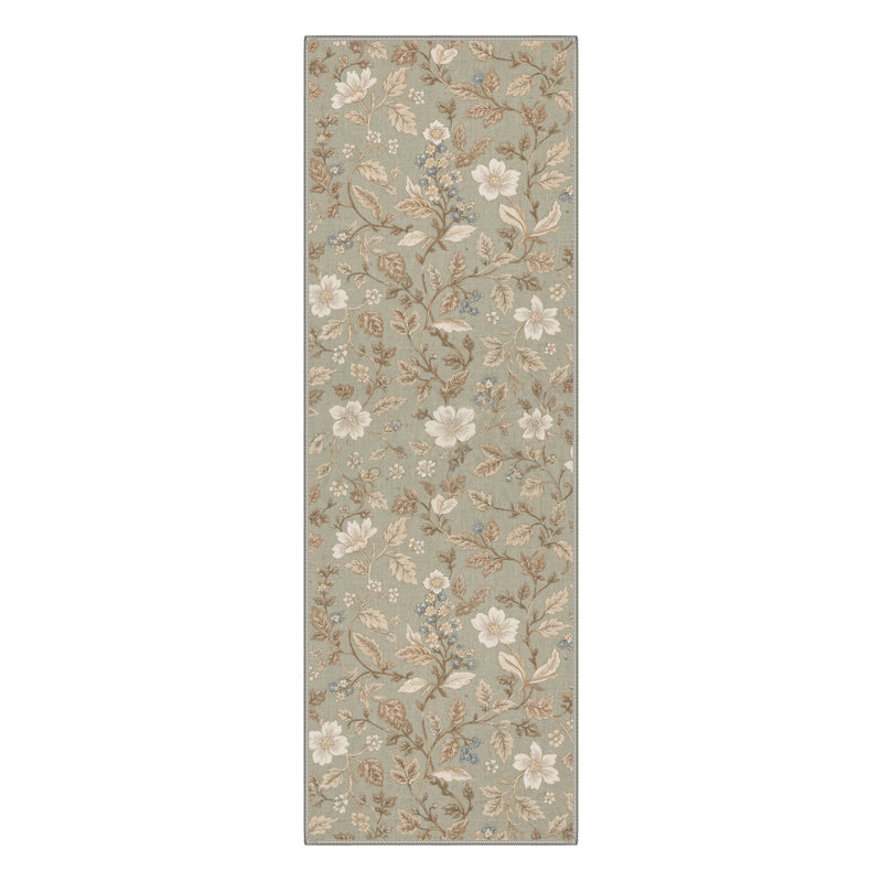 Tapis beige / blanc Aderdour, Tapis de couloir 2 pi 5 po x 8 pi