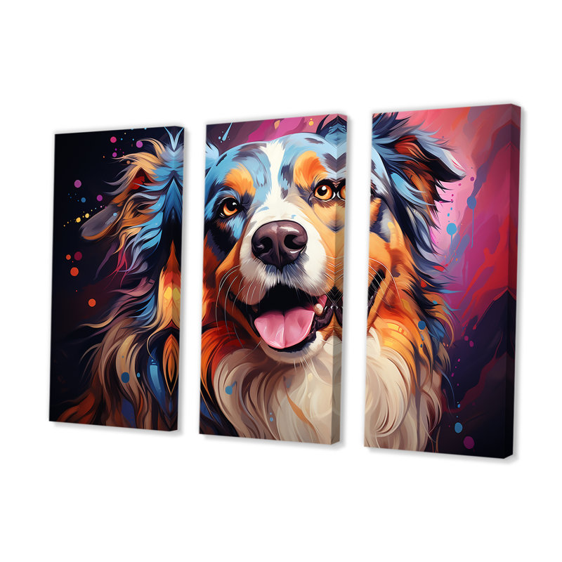 Chien, berger australien Allure III - ensemble d'art mural chien, H 40 po x l 60 po