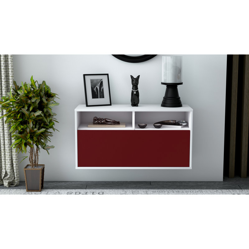 Loyne Unfinished Floating TV Stand, Red