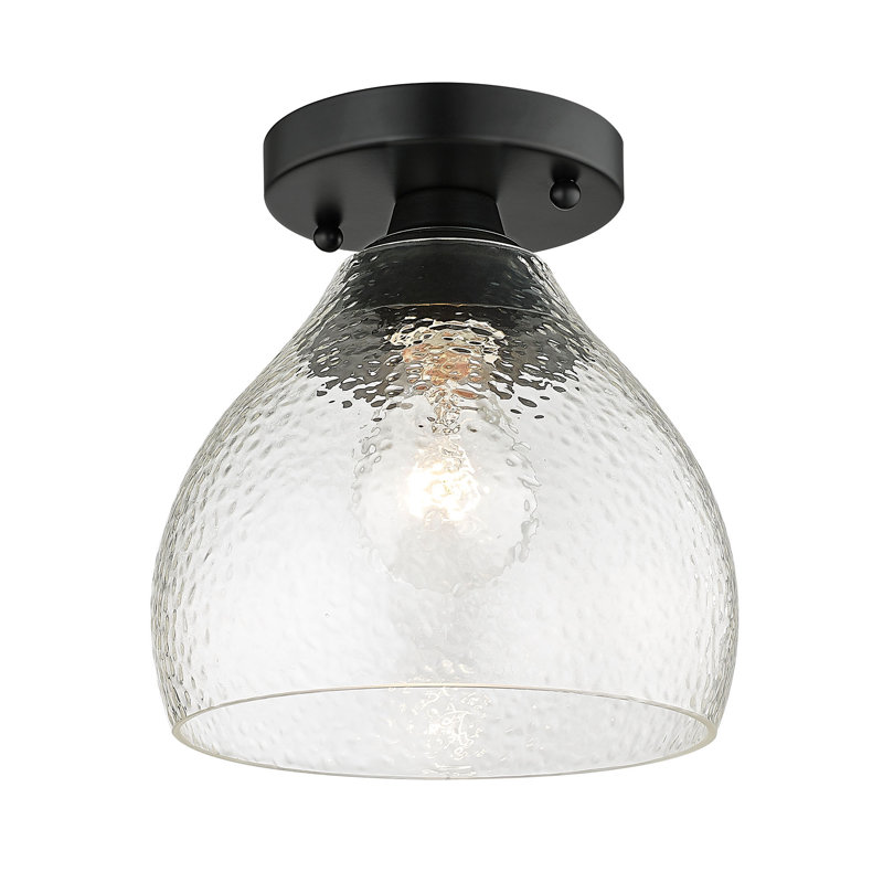 Adryann Glass Semi Flush Mount, Matte Black