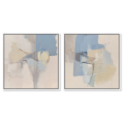 «Clouded Calm Duo», reproduction d'art sur toile encadrée par Art Remedy, cadre blanc, 12 x 12