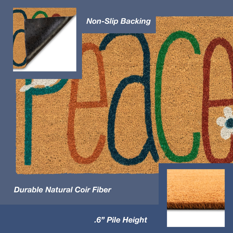 Tapis d'extérieur antidérapant Darwen Peace, Rectangle 1 pi 6 po x 2 pi 6 po