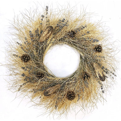 Handmade Pinecones and Real Floral Wreath