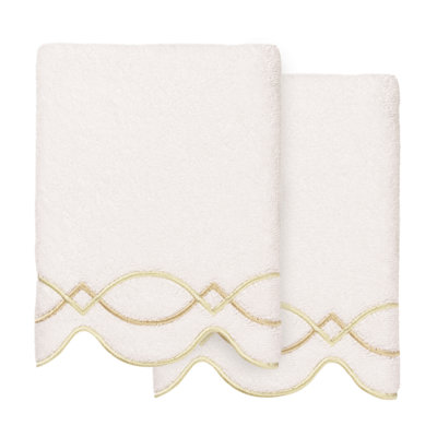  Ensemble de serviettes 100% coton turque à motif festonné 2 pièces