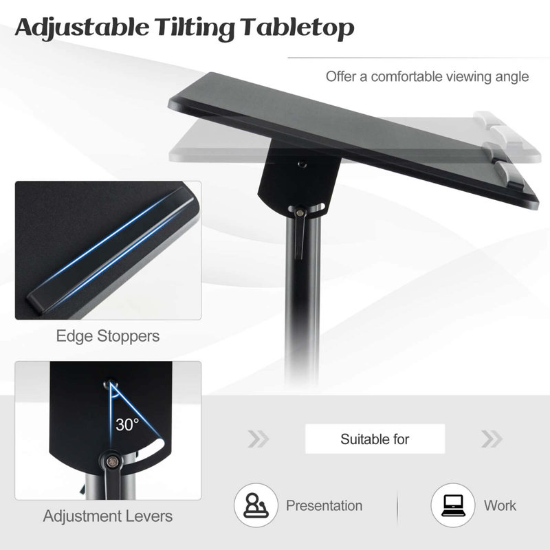 Podium pour lutrin mobile avec plateau inclinable 1 pièce Costway