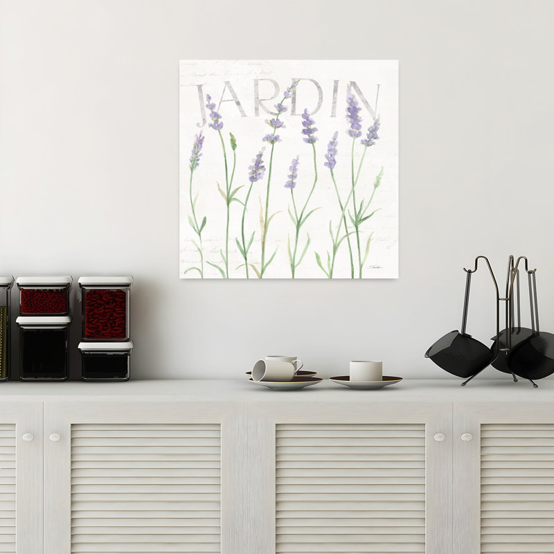 Jardin français champ de lavande III avec art français crème, H 18 po x l 18 po
