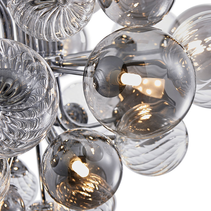 Zemira 8 - Light Smoky Glass Tiered Chandelier