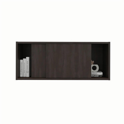 Stained Walnut Wall Storage Cabinet