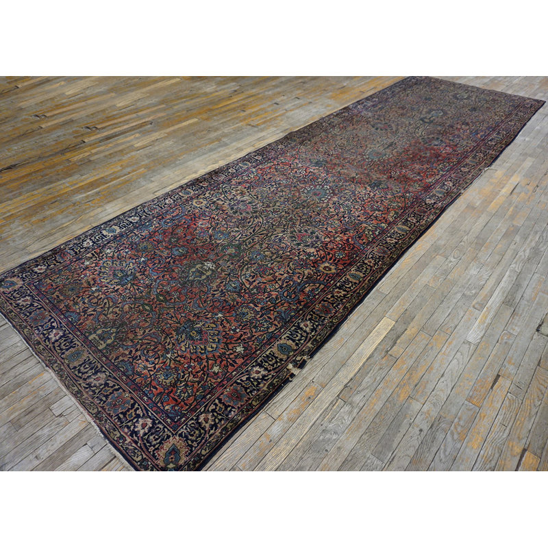 Antique Lahore Large Hallway Runner Wool Coral Rug