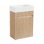 Meuble-lavabo flottant de 15,7 po avec lavabo SMC réversible, armoire en panneau de fibres à densité moyenne à devant ondulé, conception à pousser sans ouverture, charnières à fermeture en douceur-147701753