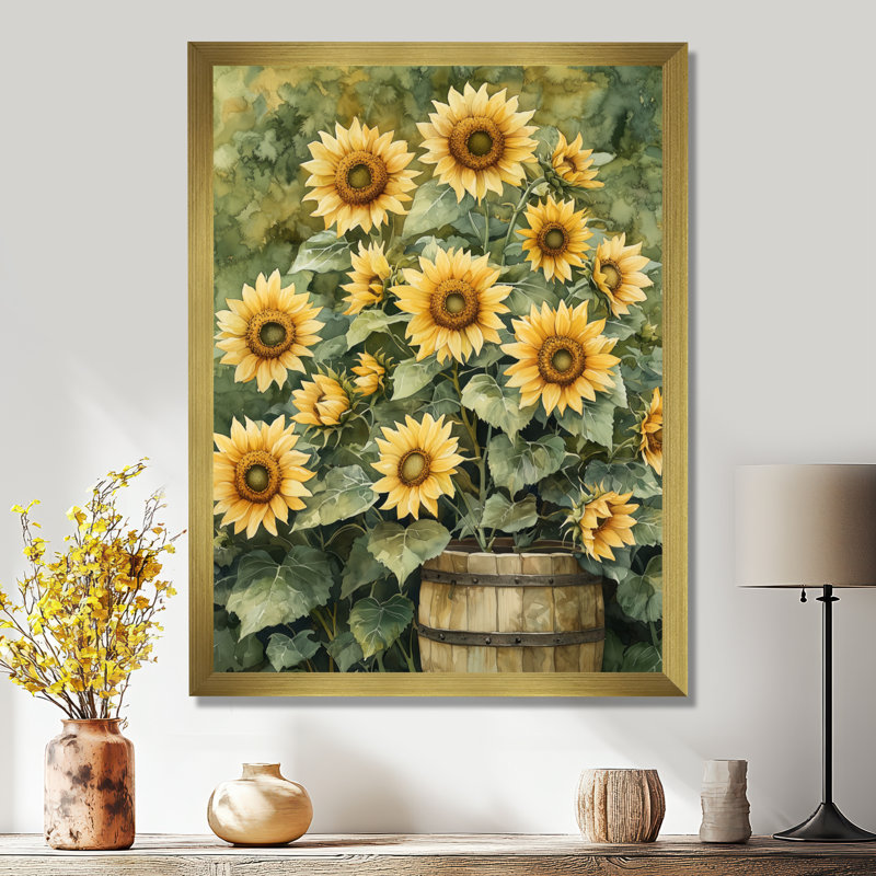 Dorison - impressions murales florales, H 44 po x l 34 po, Reproduction encadrée d'une seule photo, Doré