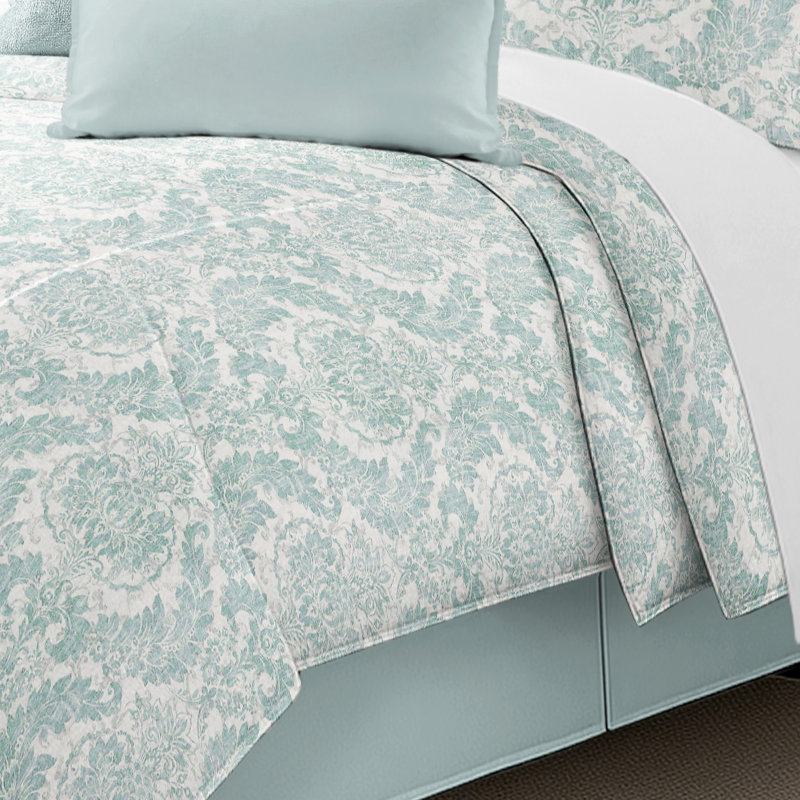 Ensemble de housse de couette en lin Bella, Housse simple et 1 taie décorative, Aqua