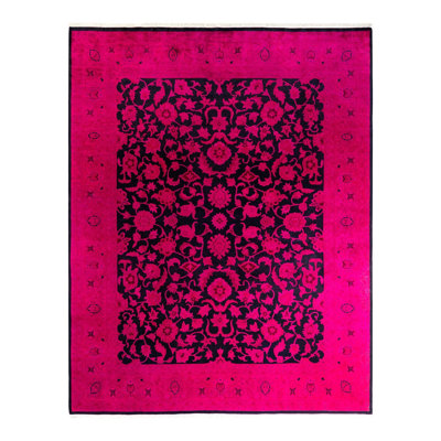 Overyed One-of-a-Kind Rectangle 8'2" X 10'3" New Age Wool Area Rug Pink/Black