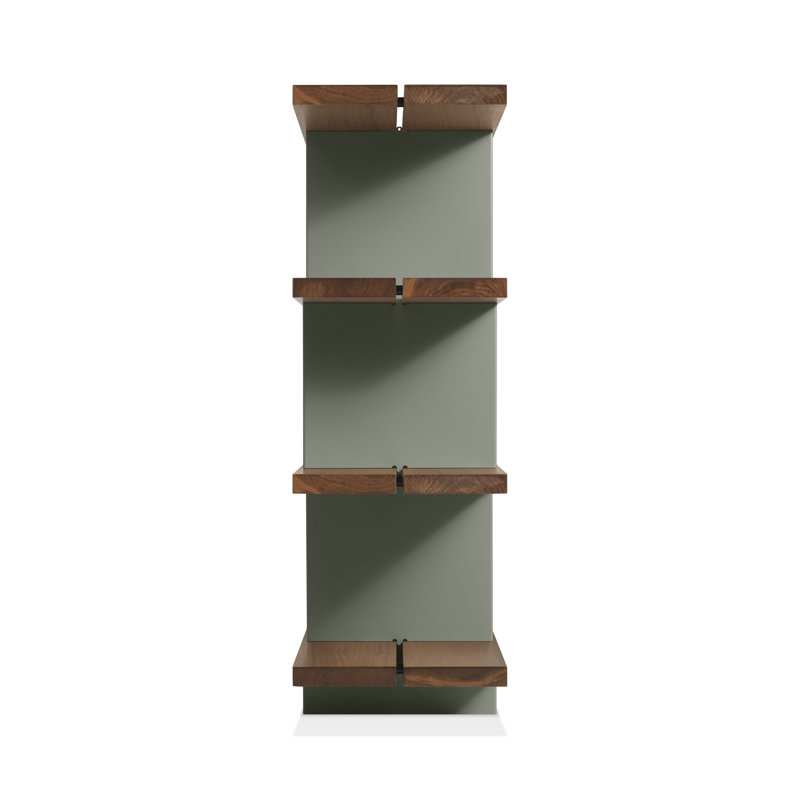 Happy Day Bookcase, Walnut/Gray Green, (4 Shelves) 41" H x 81" W x 14" D