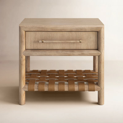 Colleen 1-Drawer Acacia Nightstand
