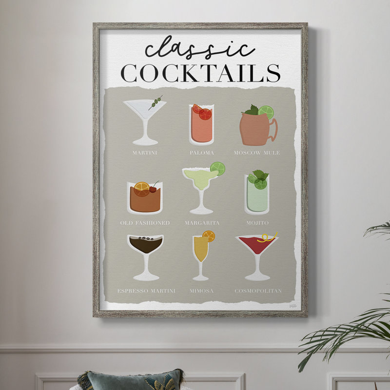 Classic Cocktail, reproduction encadrée - bois massif, H 11 po x l 9 po