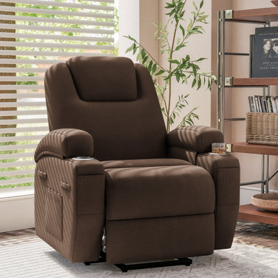 Power Lift Recliner Chair with Massage Ergonomic Recliner Chair for Elderly People, Single Massage Sofa with Two Cup Holders, Side Pockets,Front Armrest Pockets