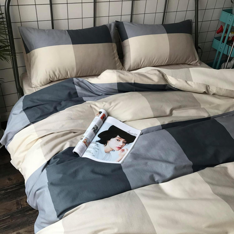Ensemble d'édredon en microfibre de style moderne, Housse de couette double + 2 taies d'oreiller lit 