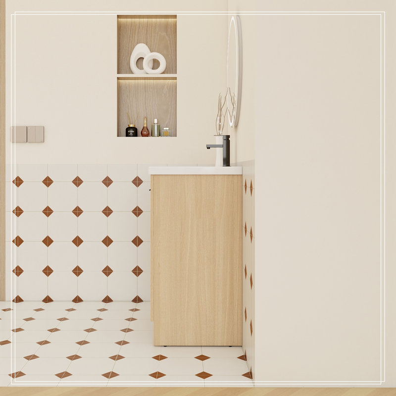 Meuble-lavabo de salle de bain avec lavabo, portes doubles et tablette réglable