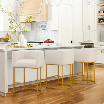 Upholstered Counter Stool with Metal Frame