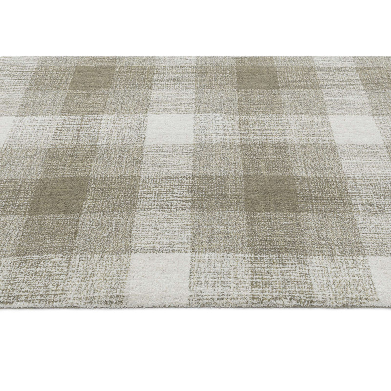 Gracie Oaks Hand Tufted Wool Plaid Rug, Rectangle 2' x 3'