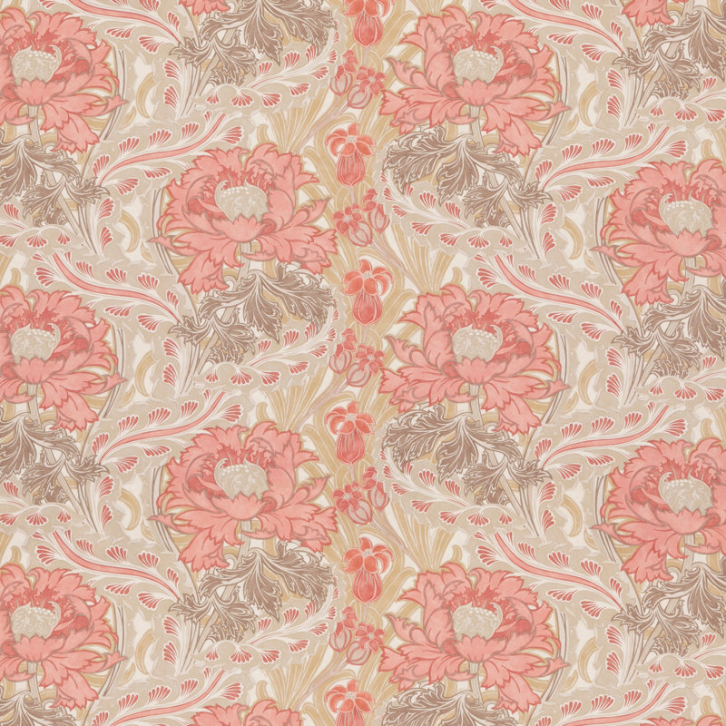 Original Brantwood 100% Cotton Performance Fabric, Coral/Sand