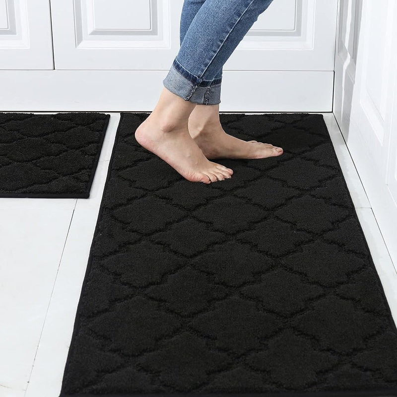 Tapis de cuisine Muhd, Noir, noir, noir, noir, Rectangle 1 pi 8 po x 2 pi 6 po + 1 pi 8 po x 4 pi