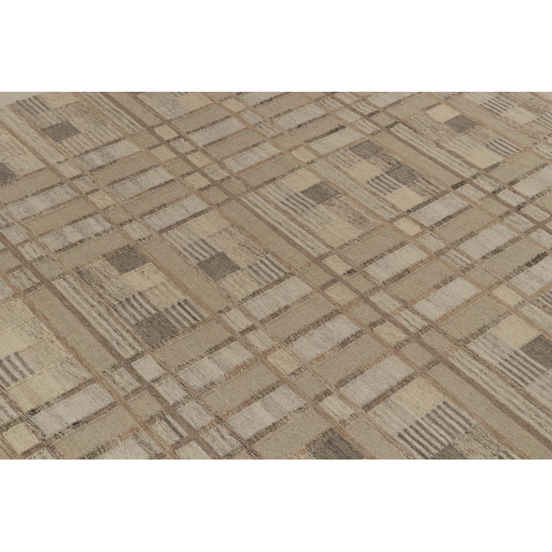 Scandinavian Wool Geometric Area Rug, Recatangle 8' x 10'